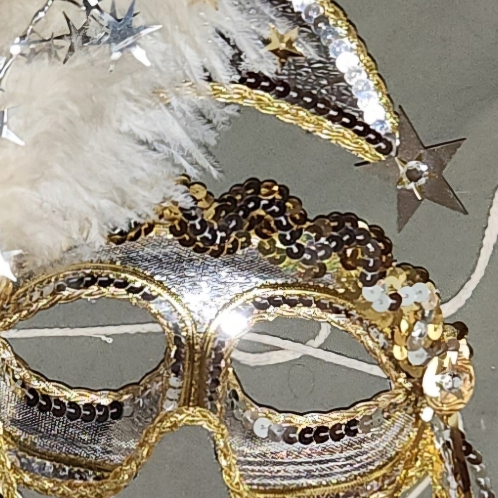 White Feather Renaissance Sequin Mask